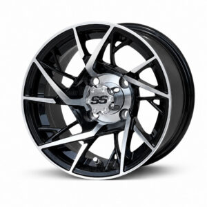 12" Avenger Black/Machined Golf Cart Wheels - 12x7 ET-15