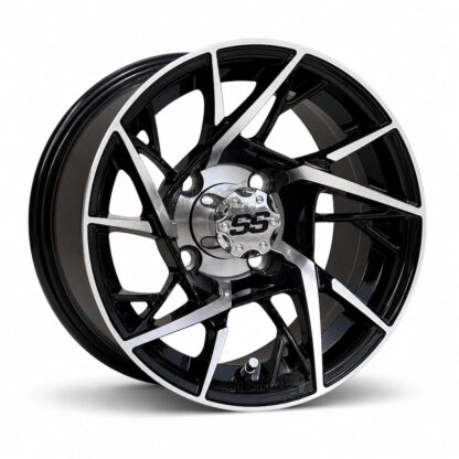 12-inch-avenger-black-machined-aluminum-golf-cart-wheels-12x7-petesgolfcarts-pgc