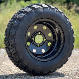 12″ Black Steel Golf Cart Wheels and 22" DOT All Terrain Golf Cart Tires Combo – Set of 4 (22" tall)