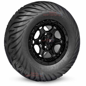 12" Grizzly Gloss Black Cart Wheels and 23x10.5-12 Hellfire Street/Turf Golf Cart Tires Combo - Set of 4 (23" tall)