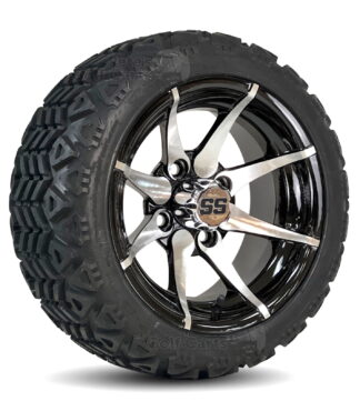 12-inch-kraken-machined-black--golf-cart-wheels-20x10-12-20-inch-tall-dot-all-terrain-golf-cart-tires-combo