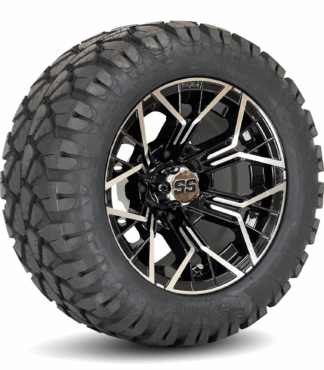 12-inch-mantis-machined-black-aluminum-golf-cart-wheels-20x10-12-20-inch-tall-wanda-SGC-stinger-DOT-all-terrain-tires-combo