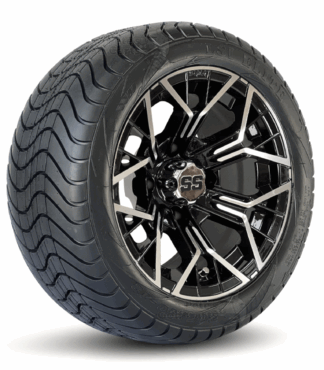 12-inch-mantis-machined-black-aluminum-golf-cart-wheels-215:40-12DOT-low-profile-street-turf-golf-cart-tires-combo