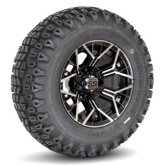 12-inch-mantis-machined-black-golf-cart-wheels-and-23x10.5-12-dot-all-terrain-golf-cart-tires-combo