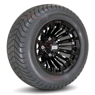 12-inch-matador-gloss-black-golf-cart-wheels-215:50-12-20-inch-tall-comfort-ride-DOT-Street-turf-tires-combo