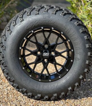 12-inch-matrix-gloss-black-golf-cart-wheels-and-23x10-12-23-inch-excel-sahara-classic-dot-all-terrain-golf-cart-tires-petesgolfcarts-com