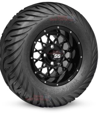 12-inch-matrix-gloss-black-golf-cart-wheels-and-23x10.5-12-hellfire-dot-approved-street-turf-tires-combo-ezgo-clubcar-yamaha-petesgolfcarts-BNDL-TR1215-WH1250