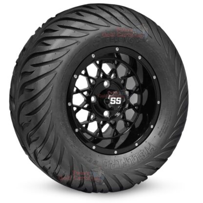 12-inch-matrix-gloss-black-golf-cart-wheels-and-23x10.5-12-hellfire-dot-approved-street-turf-tires-combo-ezgo-clubcar-yamaha-petesgolfcarts-BNDL-TR1215-WH1250
