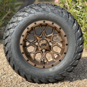 12" Matrix Matte Bronze Golf Cart Wheels and 23x10.5-12 All Terrain Golf Cart Tires Combo - Set of 4 (23")