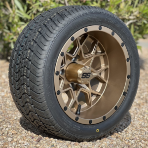 12" Matrix Matte Bronze Golf Cart Wheels and 215/40-12 DOT Low Profile Street Golf Cart Tires Combo - Set of 4 (18.5" tall)
