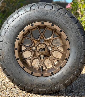12-inch-matrix-matte-bronze-golf-cart-wheels-23x10R12-Excel-streetfox-radial-DOT-street-turf-golf-cart-tires-combo