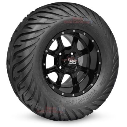 12-inch-night-stalker-gloss-black-golf-cart-wheels-and-23x10.5-12-hellfire-dot-approved-street-turf-tires-combo-ezgo-clubcar-yamaha-petesgolfcarts-BNDL-TR1215-WH1221
