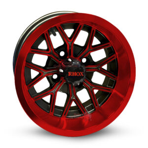 12" Nighthawk Red/Black Golf Cart Wheels Set of 4 (RX284) - 12x6 ET-10MM | RHOX®