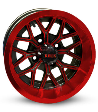12-inch-nighthawk-rhox-RX283-Red-black-aluminum-golf-cart-wheels-12x6-4x4-bolt-pattern-101mm-et-10mm-offset