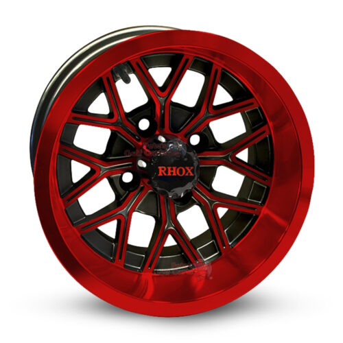 12-inch-nighthawk-rhox-RX283-Red-black-aluminum-golf-cart-wheels-12x6-4x4-bolt-pattern-101mm-et-10mm-offset