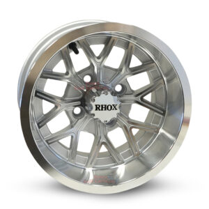 12" Nighthawk Silver/Machined Golf Cart Wheels Set of 4 (RX284) - 12x6 ET-10MM | RHOX®
