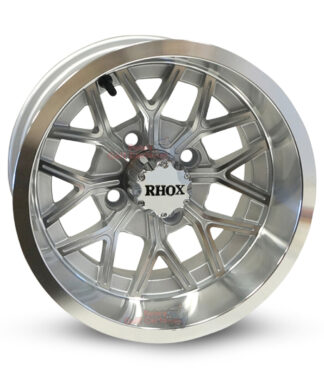 12-inch-nighthawk-rhox-RX283-Silver-machined-aluminum-golf-cart-wheels-12x6-4x4-bolt-pattern-101mm-et-10mm-offset