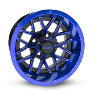 12" Nighthawk Blue/Black Golf Cart Wheels Set of 4 - 12x7 ET-25 | RHOX®