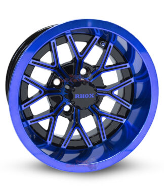 12-inch-nighthawk-rhox-RX283-blue-black-aluminum-golf-cart-wheels-12x7-4x4-bolt-pattern-101mm-et-25mm-offset