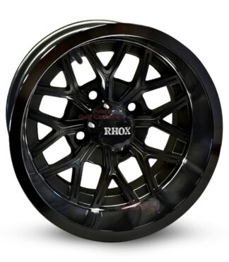 12-inch-nighthawk-rhox-RX283-gloss-black-aluminum-golf-cart-wheels-12x7-4x4-bolt-pattern-101mm-et-25mm-offset