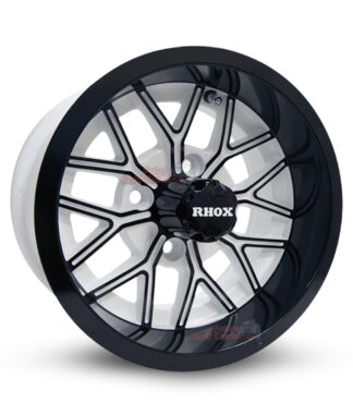 12-inch-nighthawk-rhox-RX283-white-black-aluminum-golf-cart-wheels-12x6-4x4-bolt-pattern-101mm-et-10mm-offset