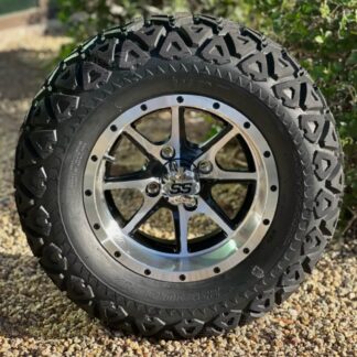 12-inch-predator-black-machined-aluminum-golf-cart-wheels-23-inch-DOT-WANDA-All-Terrain-Golf-cart-tires-combo-set-of-4-1