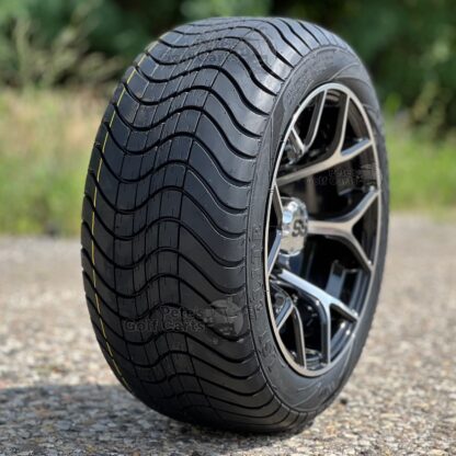 12-inch-rally-black-machined-golf-cart-wheels-215/40-12-wanda-p825-dot-approved-street-turf-tires-combo-ezgo-clubcar-yamaha-petesgolfcarts-pgc