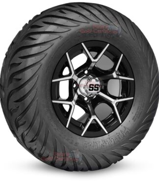 12-inch-rally-black-machined-golf-cart-wheels-and-23x10.5-12-hellfire-dot-approved-street-turf-tires-combo-ezgo-clubcar-yamaha-petesgolfcarts-BNDL-TR1215-WH1226