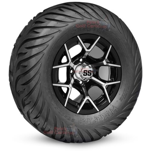 12-inch-rally-black-machined-golf-cart-wheels-and-23x10.5-12-hellfire-dot-approved-street-turf-tires-combo-ezgo-clubcar-yamaha-petesgolfcarts-BNDL-TR1215-WH1226