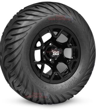 12-inch-rally-gloss-black-golf-cart-wheels-and-23x10.5-12-hellfire-dot-approved-street-turf-tires-combo-ezgo-clubcar-yamaha-petesgolfcarts-BNDL-TR1215-WH1227