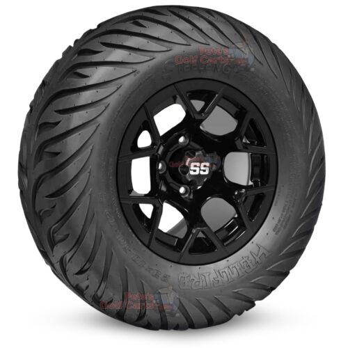 12-inch-rally-gloss-black-golf-cart-wheels-and-23x10.5-12-hellfire-dot-approved-street-turf-tires-combo-ezgo-clubcar-yamaha-petesgolfcarts-BNDL-TR1215-WH1227