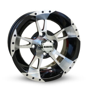 12" RX210 Black/Machined Golf Cart Wheels Set of 4 - RHOX®