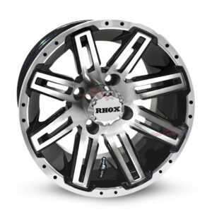 12" RX265 Black/Machined Golf Cart Wheels Set of 4- RHOX®