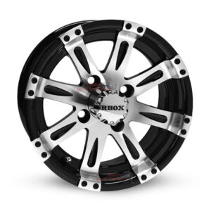 12" Vegas Black / Machined Golf Cart Wheels Set of 4 - RHOX®