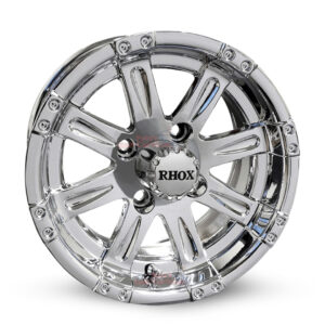 12" Vegas Chrome Golf Cart Wheels Set of 4 - 12x6 Centered Offset ET-0 - RHOX®