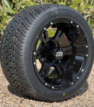 12-inch-stallion-ruckus-ITP-SS112-gloss-black-golf-cart-wheels-and-215:40R12-steel-belted-radial-street-turf-golf-cart-tires-set-of-4-non-lifted-golf-carts