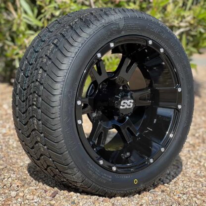 12-inch-stallion-ruckus-ITP-SS112-gloss-black-golf-cart-wheels-and-215:40R12-steel-belted-radial-street-turf-golf-cart-tires-set-of-4-non-lifted-golf-carts