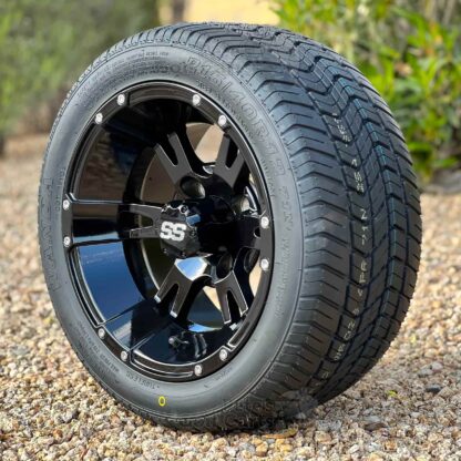 12-inch-stallion-ruckus-ITP-SS112-gloss-black-golf-cart-wheels-and-215:40R12-steel-belted-radial-street-turf-golf-cart-tires-set-of-4-non-lifted-golf-carts-Clubcar-ezgo-yamaha