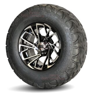 12-inch-stinger-black-machined-golf-cart-wheels-23x10R-12-Radial-DOT-Approved-Route-66-Cruiser-Street-Turf-Golf-Cart-Tires-23-inches-tall