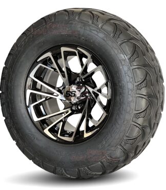12-inch-stinger-black-machined-golf-cart-wheels-23x10R-12-Radial-DOT-Approved-Route-66-Cruiser-Street-Turf-Golf-Cart-Tires-23-inches-tall