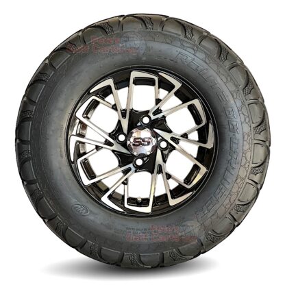 12-inch-stinger-black-machined-golf-cart-wheels-23x10R-12-Radial-DOT-Approved-Route-66-Cruiser-Street-Turf-Golf-Cart-Tires-23-inches-tall-ClubCar-EZGO-Yamaha