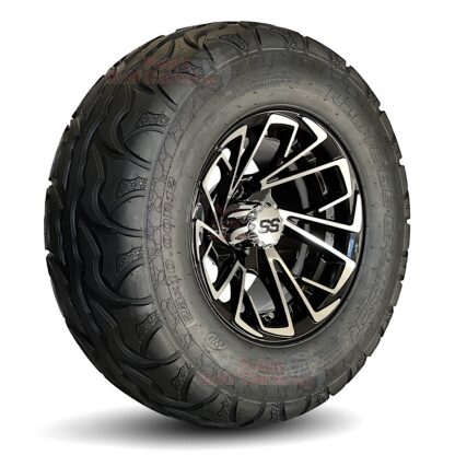 12-inch-stinger-black-machined-golf-cart-wheels-23x10R-12-Radial-DOT-Approved-Route-66-Cruiser-Street-Turf-Golf-Cart-Tires-23-inches-tall-Combo