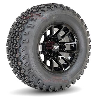 12-inch-talon-gloss-black-golf-cart-wheels-and-23x10.5-12-all-terrain-golf-cart-tires-combo