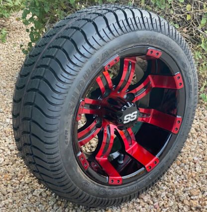 12-inch-tempest-red-black-12x7-golf-cart-wheels-205:30-12-excel-endura-dot-low-profile-golf-cart-tires-18-inches-tall-1