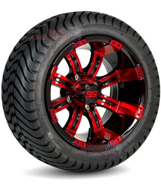 12-inch-tempest-red-black-aluminum-golf-cart-wheels-215:35-12-18-inch-tall-dot-low-profile-street-turf-golf-cart-tires-combo-set-of-4