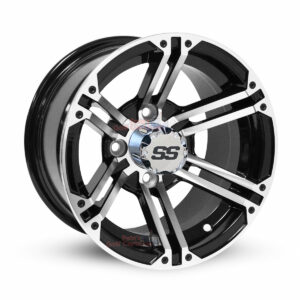 12" Terminator Black/Machined Golf Cart Wheels Set of 4 - 12x7 ET-15