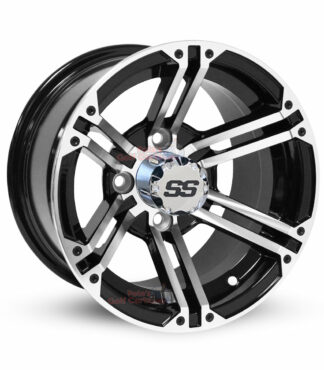 12-inch-terminator-black-machined-golf-cart-wheels-12x7-ET-15mm-4x4-inch-4x101mm-bolt-pattern-set-of-4