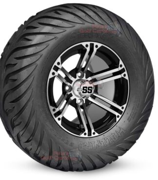 12-inch-terminator-black-machined-golf-cart-wheels-and-23x10.5-12-hellfire-dot-approved-street-turf-tires-combo-ezgo-clubcar-yamaha-petesgolfcarts-BNDL-TR1215-WH1239