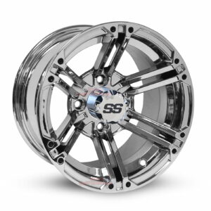12" Terminator Chrome Golf Cart Wheels Set of 4 - 12x7 ET-15