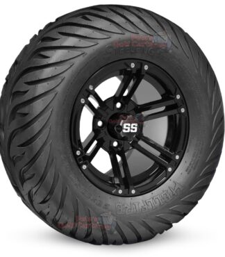 12-inch-terminator-gloss-black-golf-cart-wheels-and-23x10.5-12-hellfire-dot-approved-street-turf-tires-combo-ezgo-clubcar-yamaha-petesgolfcarts-BNDL-TR1215-WH1236